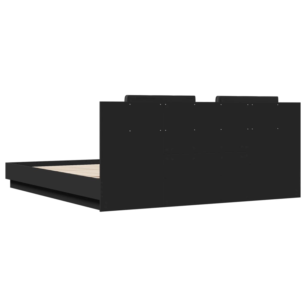 vidaXL Cadre de lit avec tête de lit et lumières LED noir 200x200 cm