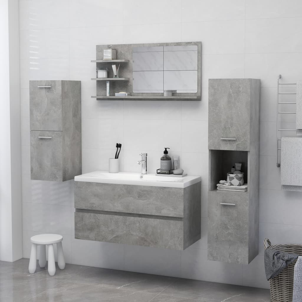 vidaXL Miroir de salle de bain gris béton bois d’ingénierie