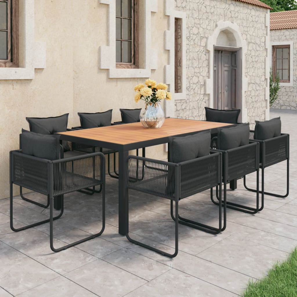 vidaXL Ensemble à manger de jardin 9pcs PVC résine tressée noir marron