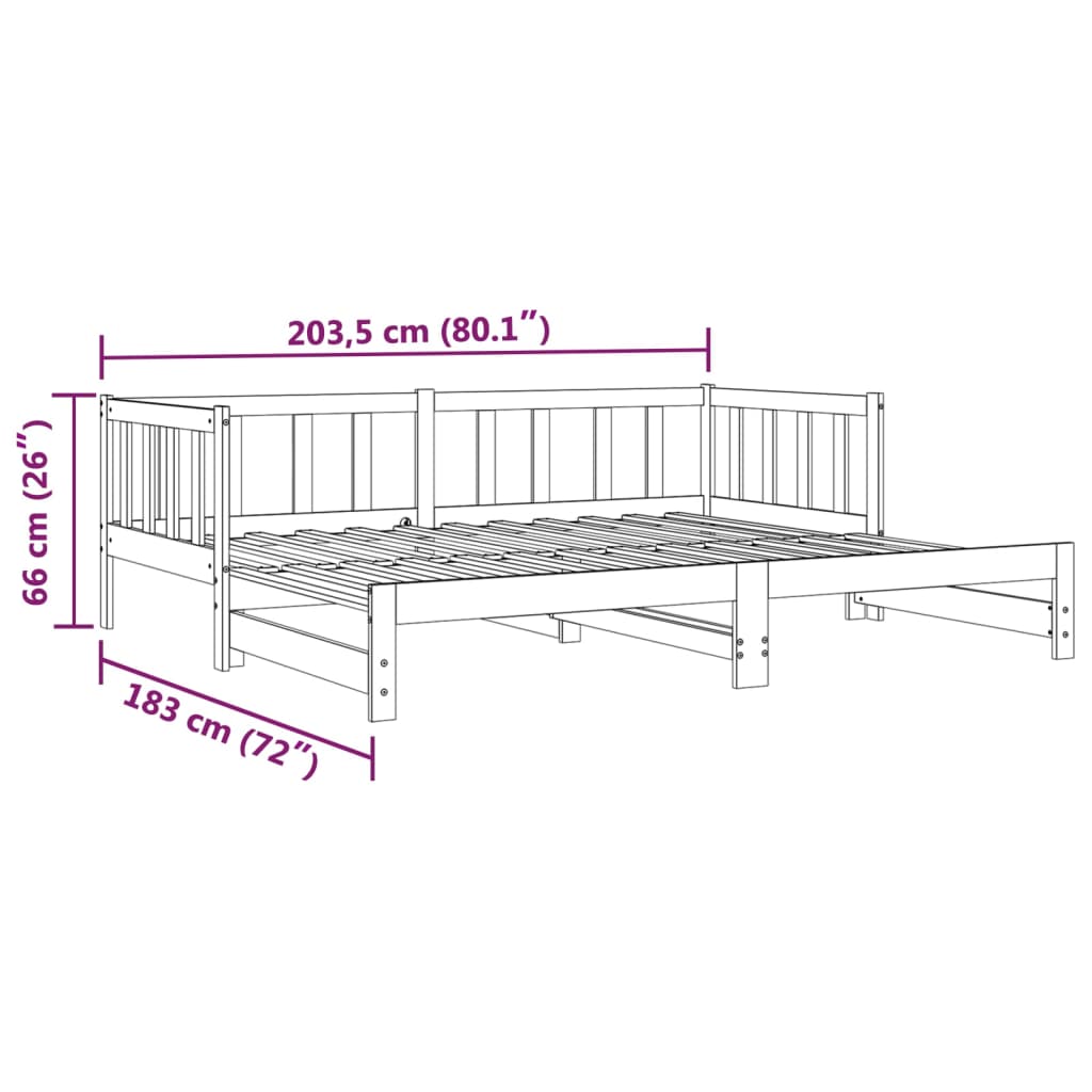 vidaXL Lit coulissant blanc bois de pin massif 2x(90x200) cm