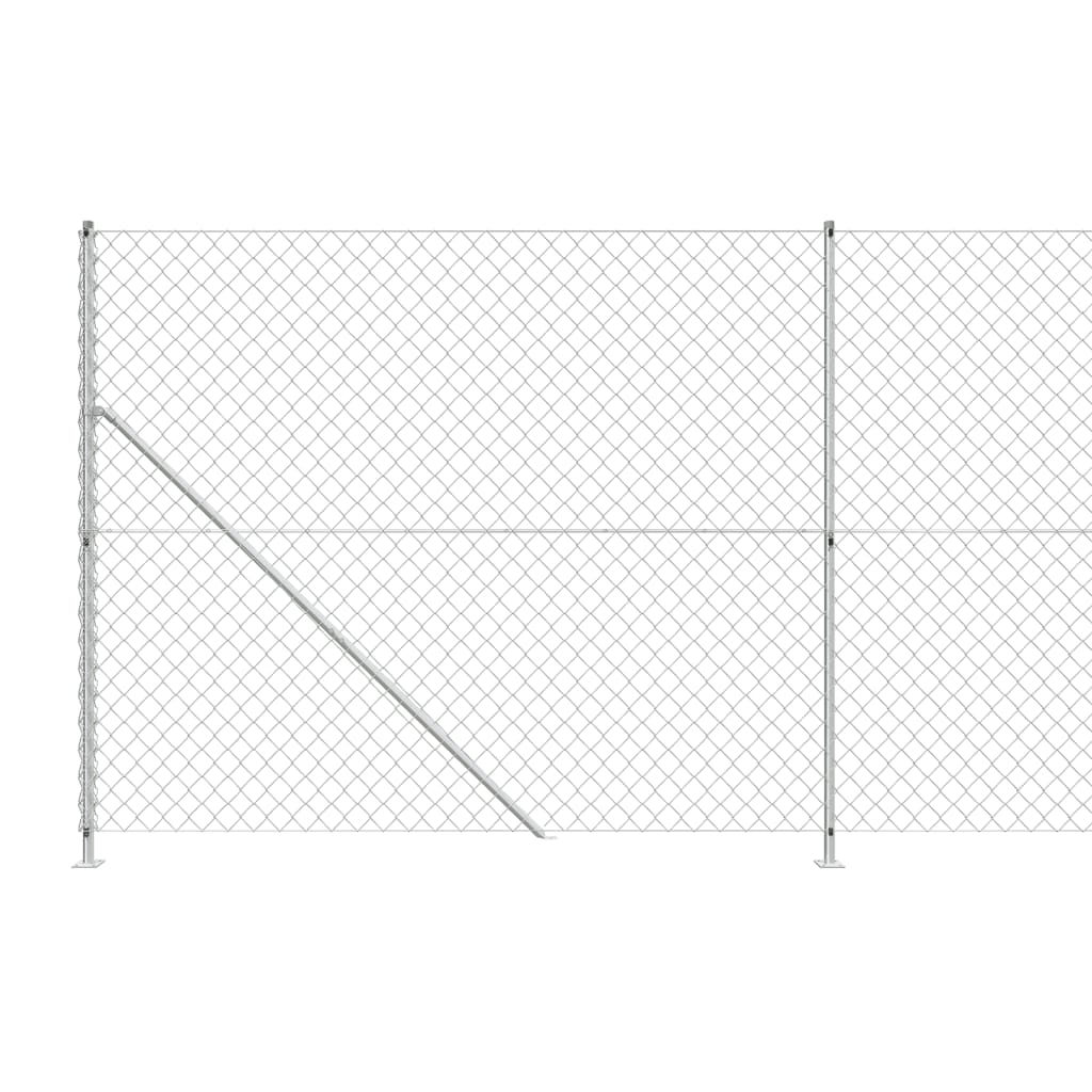 vidaXL Clôture en mailles de chaîne avec bride argenté 2x25 m