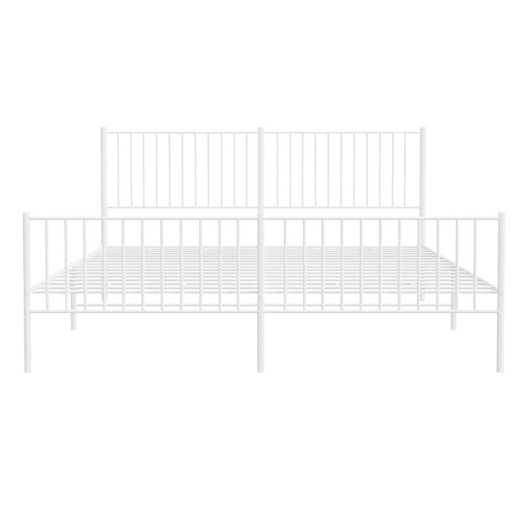 vidaXL Cadre de lit métal sans matelas et pied de lit blanc 180x200 cm