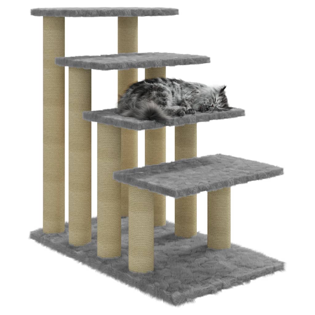 vidaXL Arbre à chat avec griffoirs en sisal Gris clair 63 cm