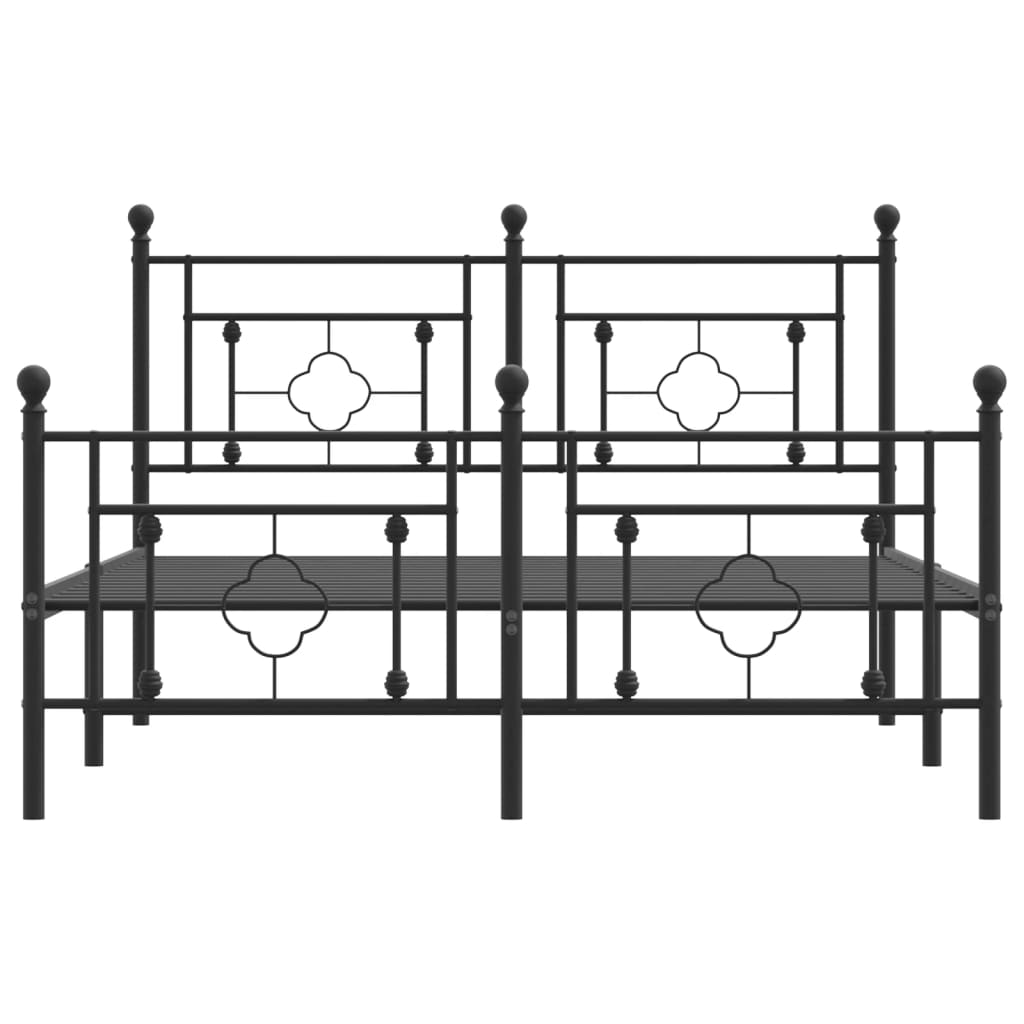 vidaXL Cadre de lit métal sans matelas avec pied de lit noir 135x190cm