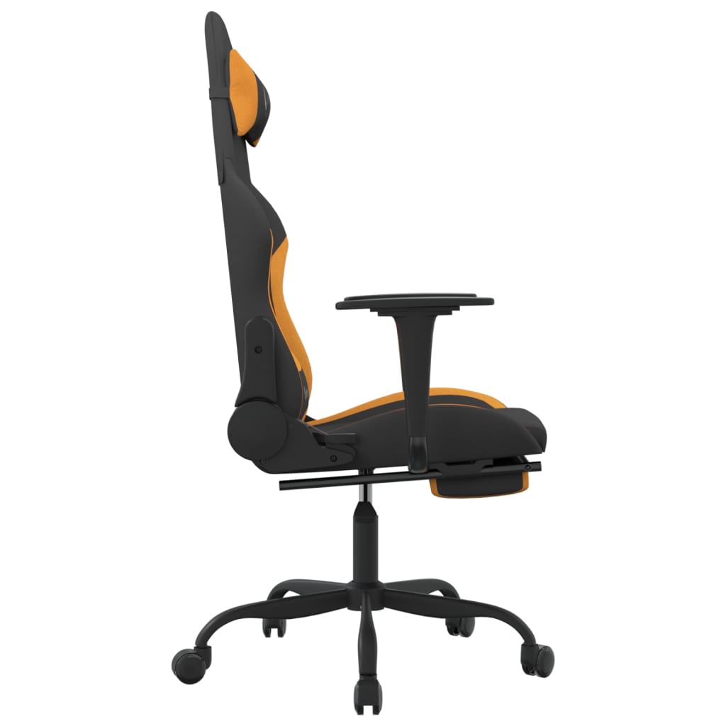 vidaXL Chaise de jeu de massage avec repose-pied Noir et orange Tissu