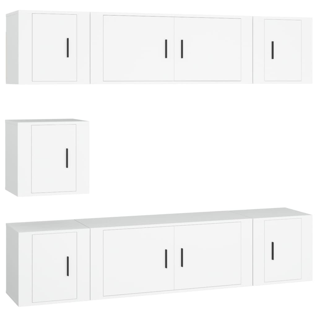 vidaXL Ensemble de meubles TV 7 pcs Blanc Bois d'ingénierie