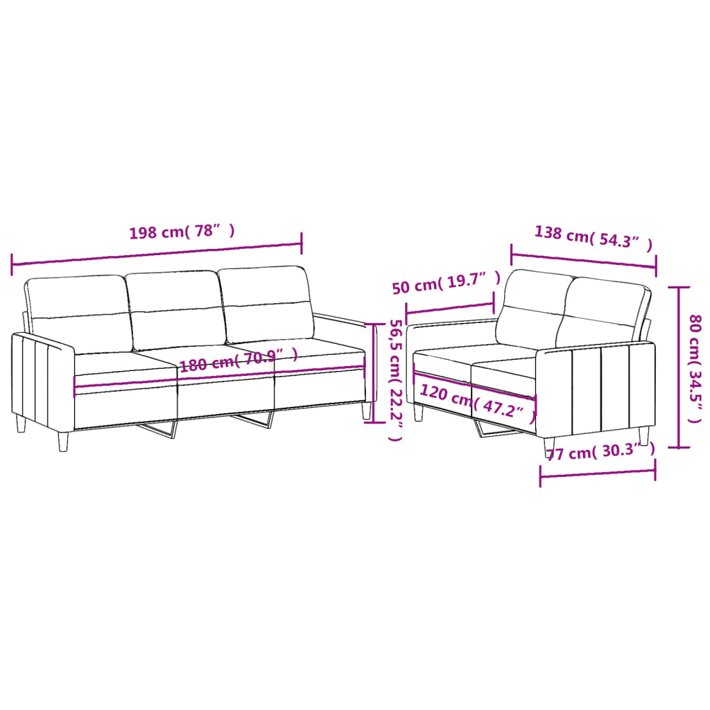 vidaXL Ensemble de canapés 2 pcs avec coussins Jaune clair Tissu