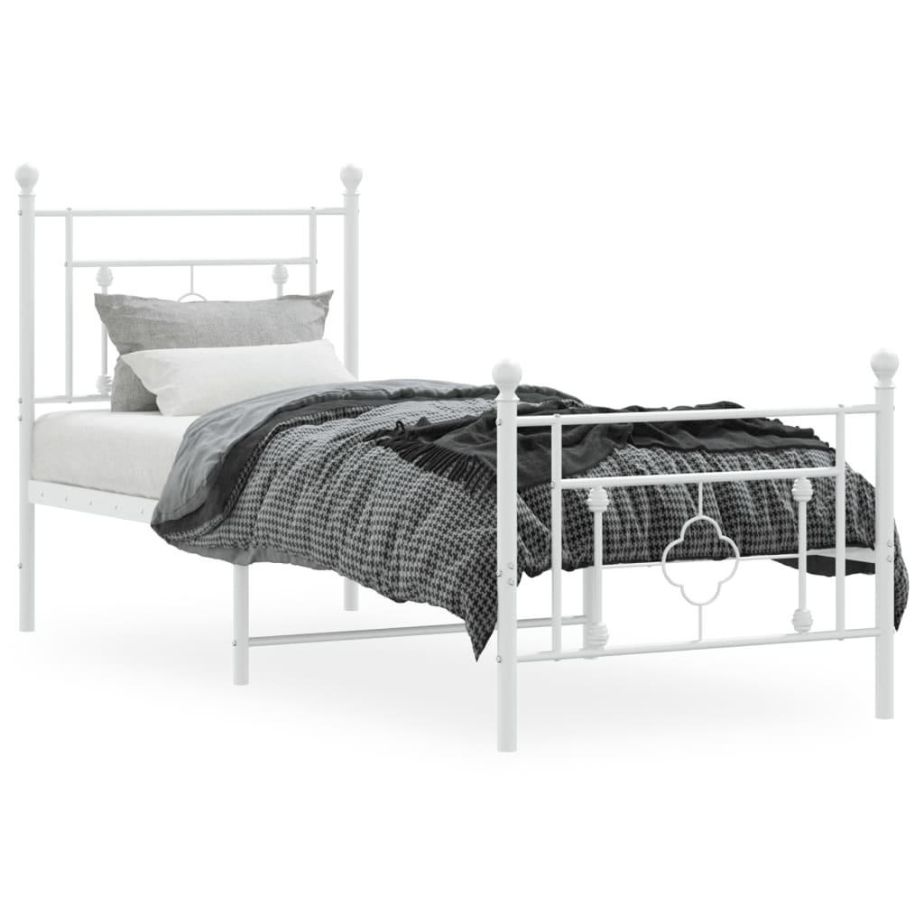 vidaXL Cadre de lit métal sans matelas avec pied de lit blanc 80x200cm