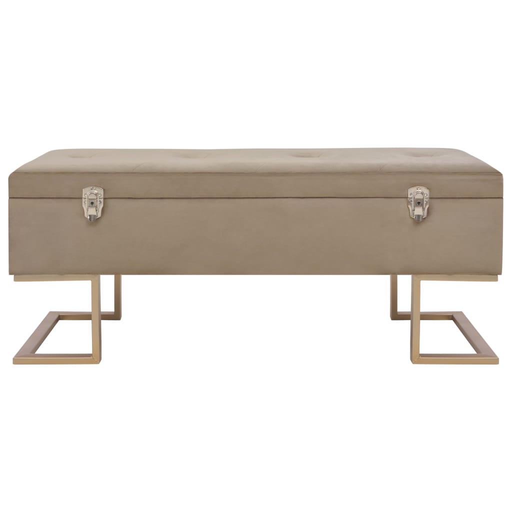 vidaXL Banc avec compartiment de rangement 105 cm Beige Velours