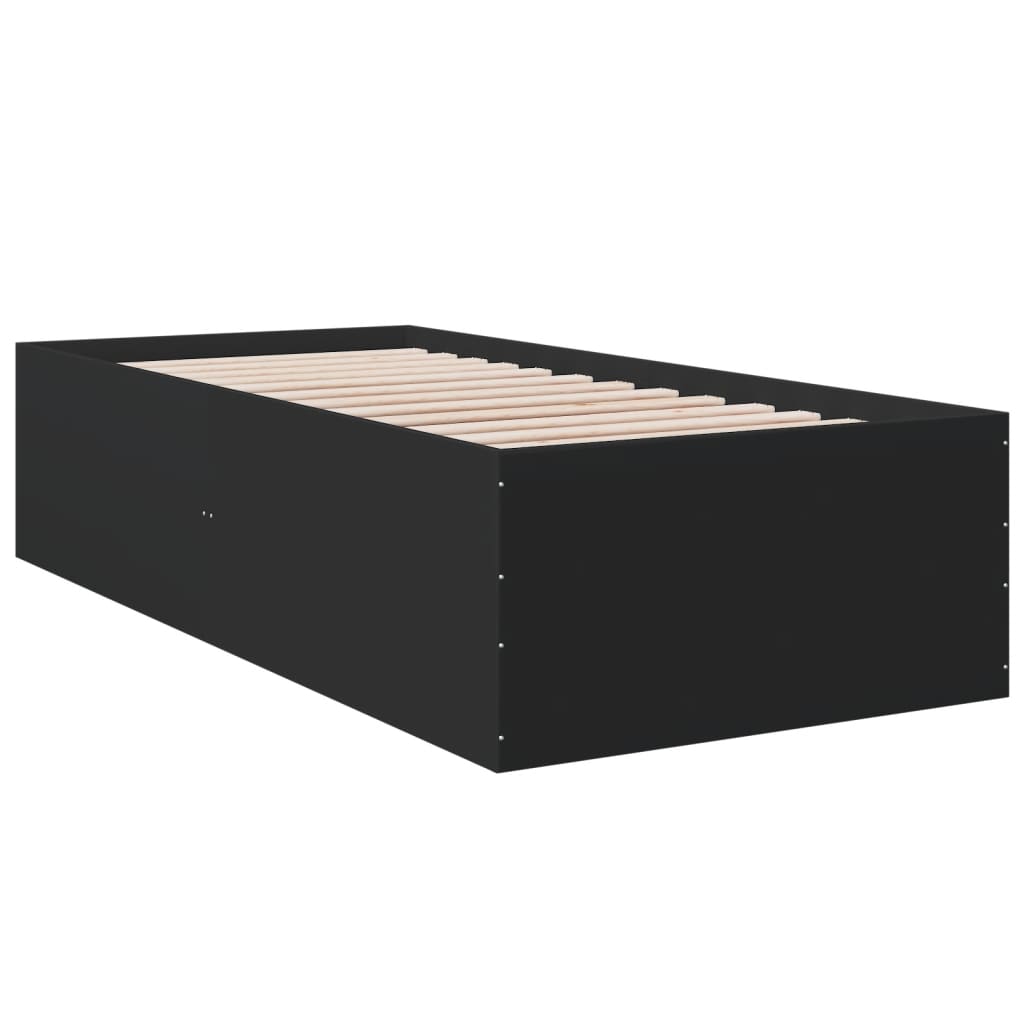 vidaXL Cadre de lit noir 90x190 cm bois d'ingénierie