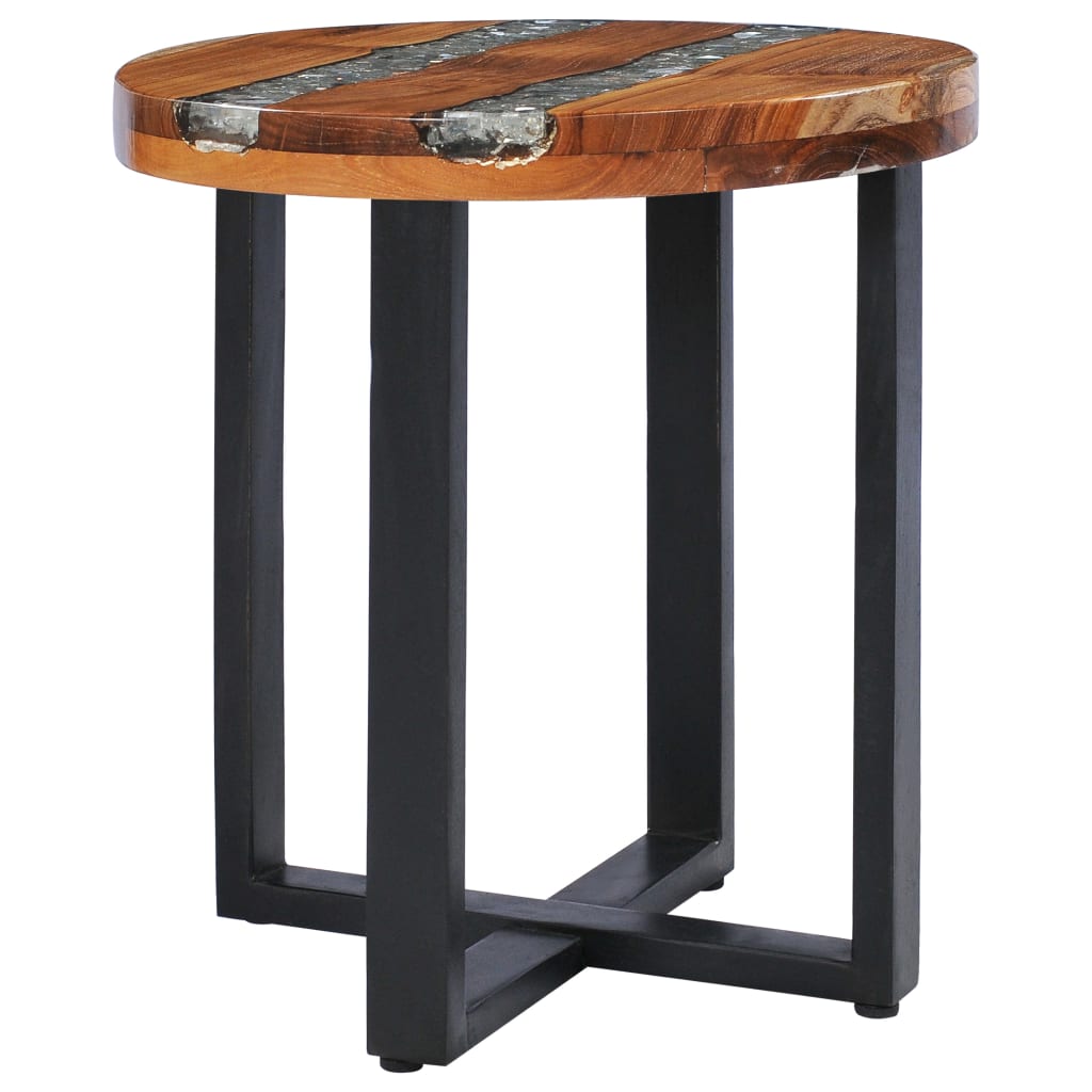 vidaXL Table basse 40x45 cm Bois de teck massif et polyrésine