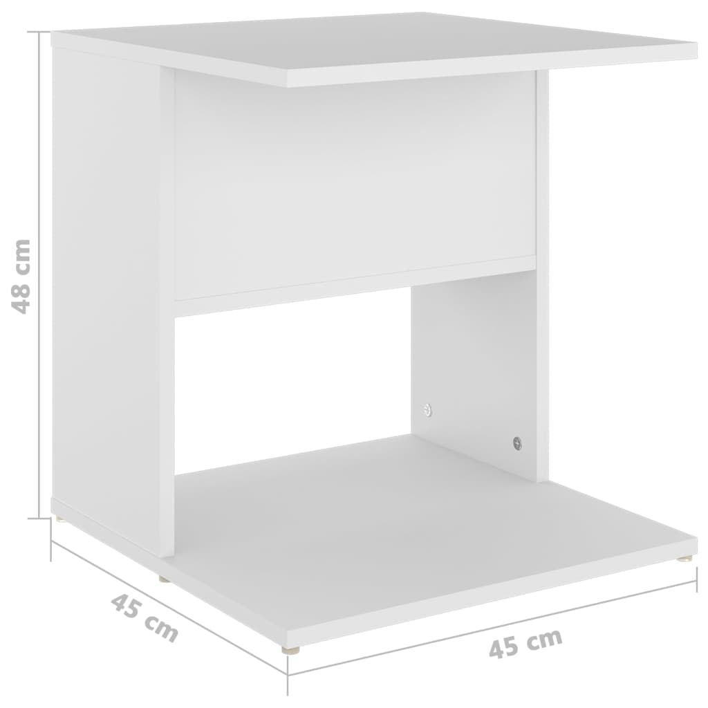 vidaXL Table d'appoint Blanc 45x45x48 cm Aggloméré