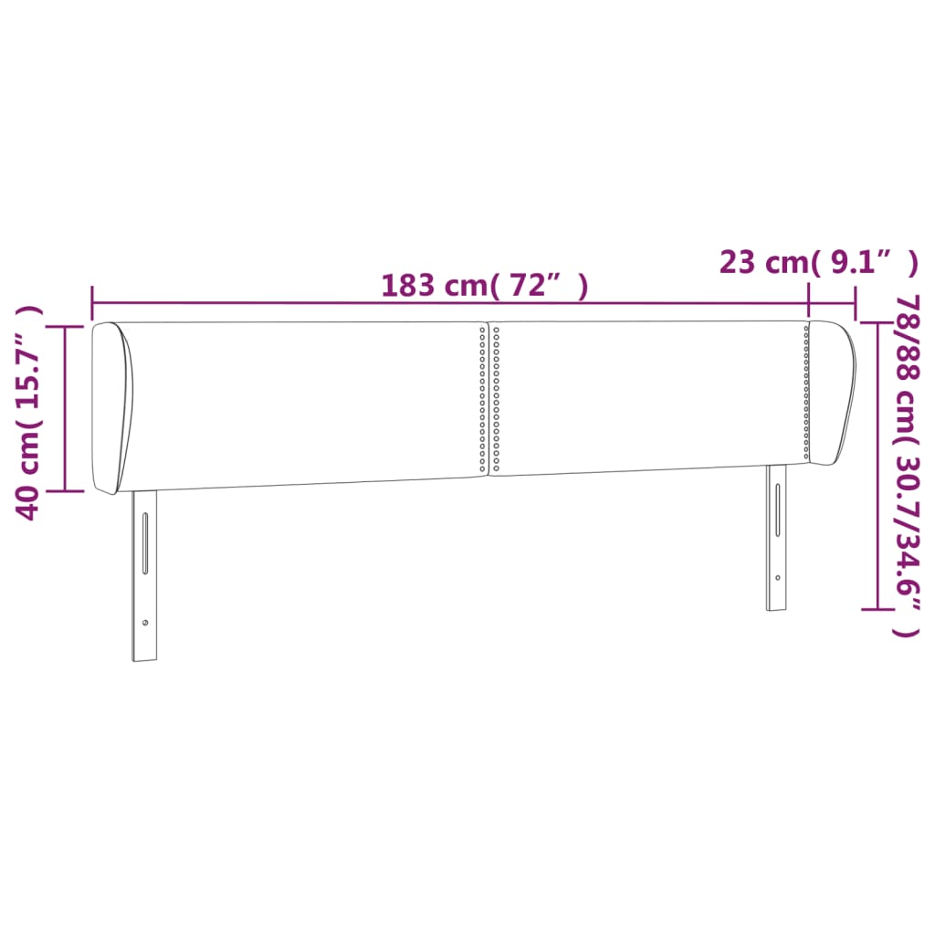 vidaXL Tête de lit avec oreilles Gris clair 183x23x78/88 cm Velours