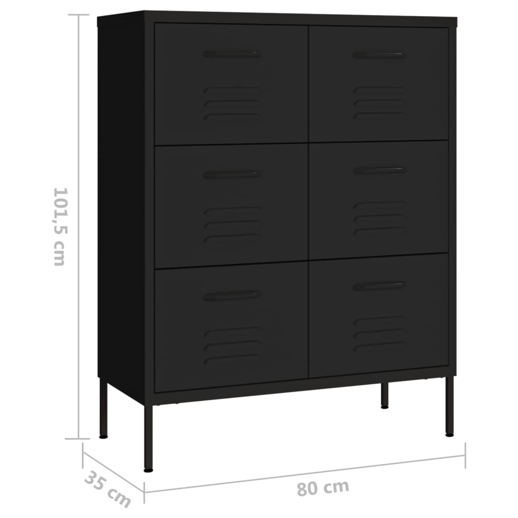 vidaXL Armoire à tiroirs Noir 80x35x101,5 cm Acier