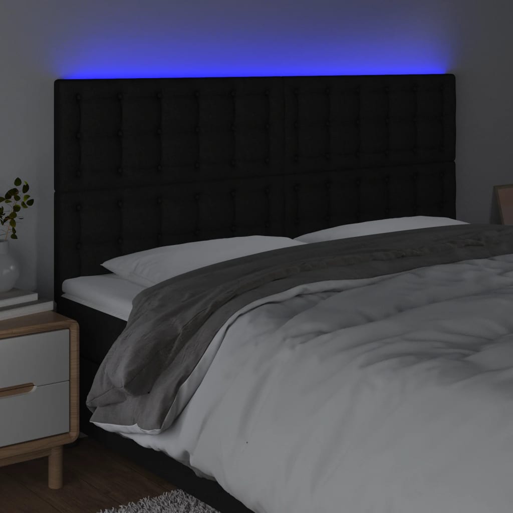 vidaXL Tête de lit à LED Noir 200x5x118/128 cm Tissu
