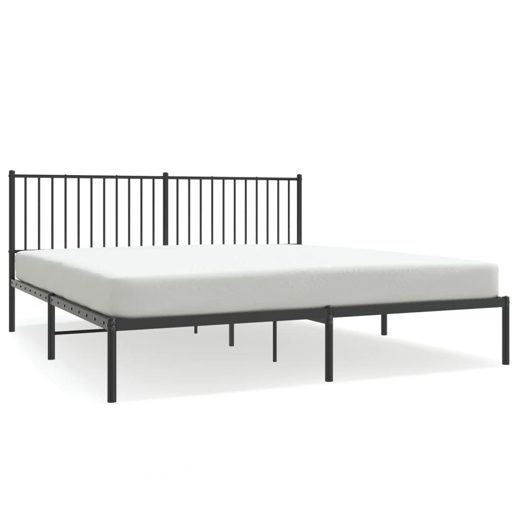 vidaXL Cadre de lit métal sans matelas avec tête de lit noir 183x213cm