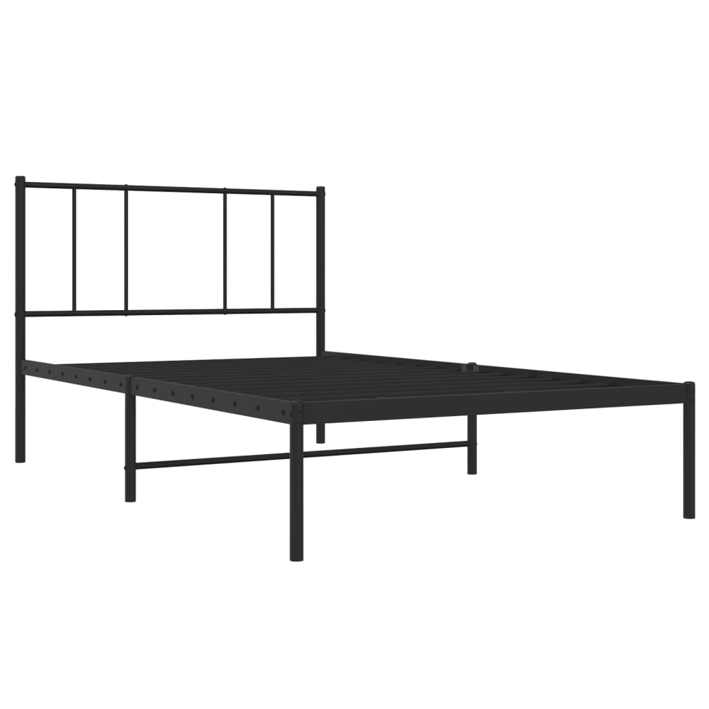 vidaXL Cadre de lit métal sans matelas avec tête de lit noir 107x203cm