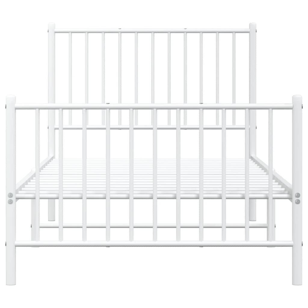 vidaXL Cadre de lit métal sans matelas avec pied de lit blanc 90x190cm