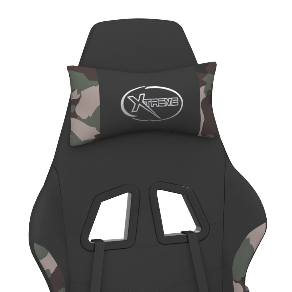 vidaXL Chaise de jeu avec repose-pied Noir et camouflage Tissu