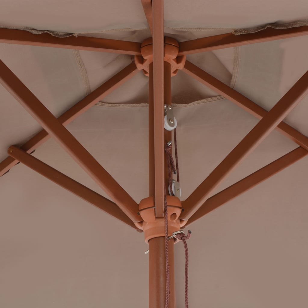 vidaXL Parasol avec mât en bois 150 x 200 cm Taupe