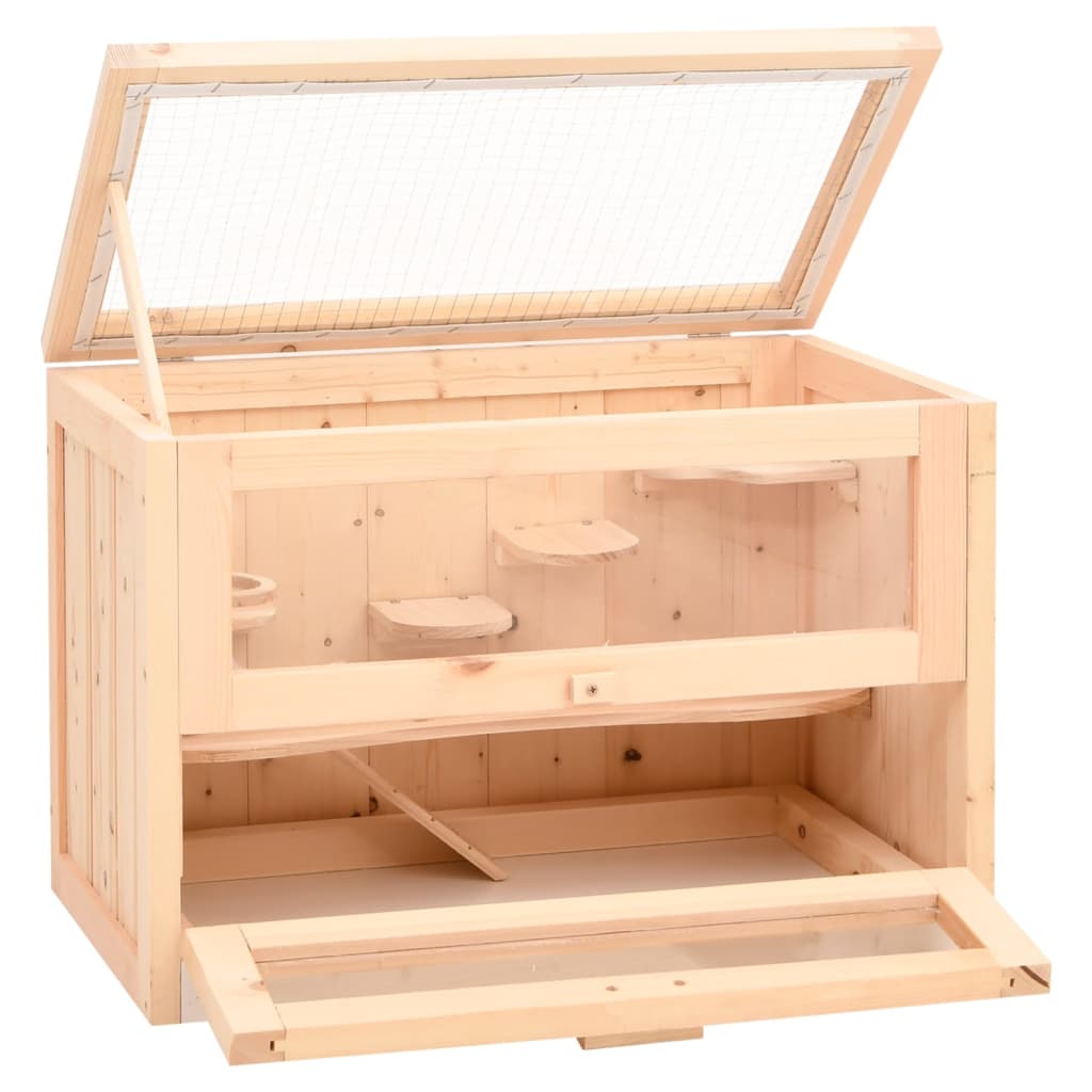 vidaXL Cage à hamster 60x35,5x42 cm bois massif de sapin