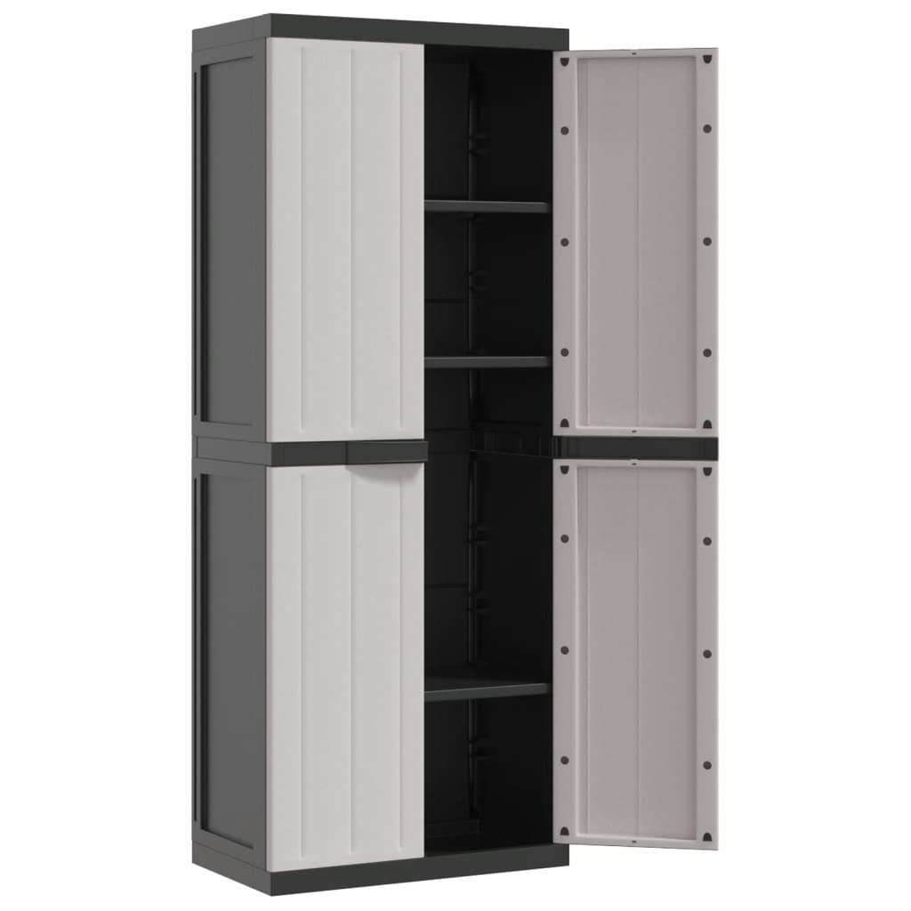 vidaXL Armoire de rangement d'extérieur gris et noir 65x37x165 cm PP