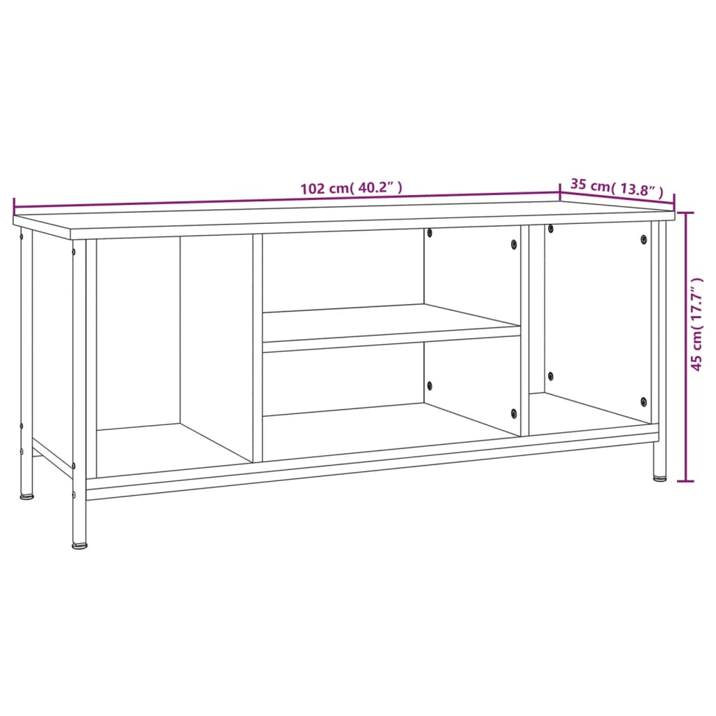 vidaXL Meuble TV chêne marron 102x35x45 cm bois d'ingénierie