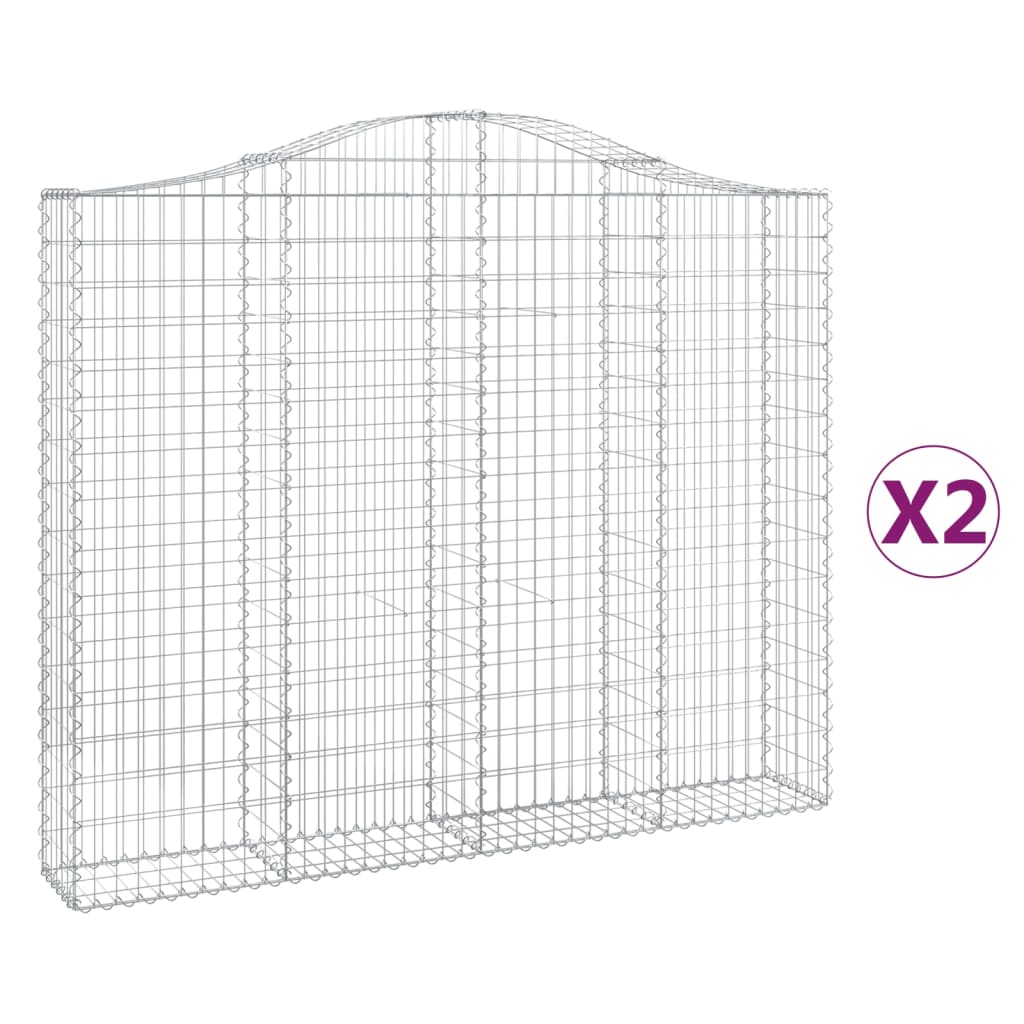 vidaXL Paniers à gabions arqués 2 pcs 200x30x160/180 cm Fer galvanisé