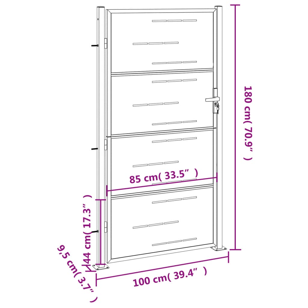 vidaXL Portail de jardin 100x180 cm acier inoxydable