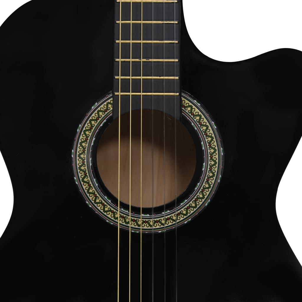 vidaXL Jeu de guitare 12pcs occidental avec égaliseur et 6 cordes Noir