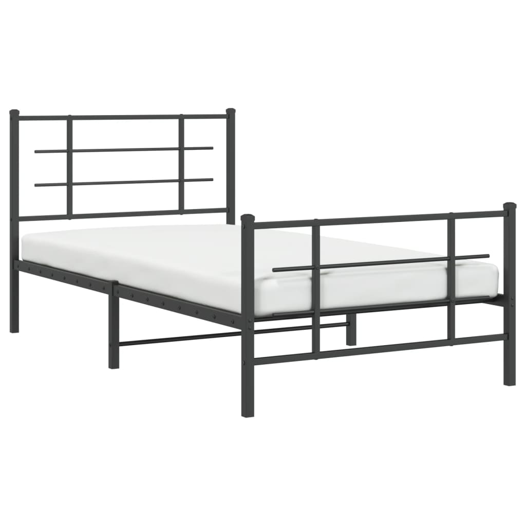 vidaXL Cadre de lit métal sans matelas et pied de lit noir 100x200 cm