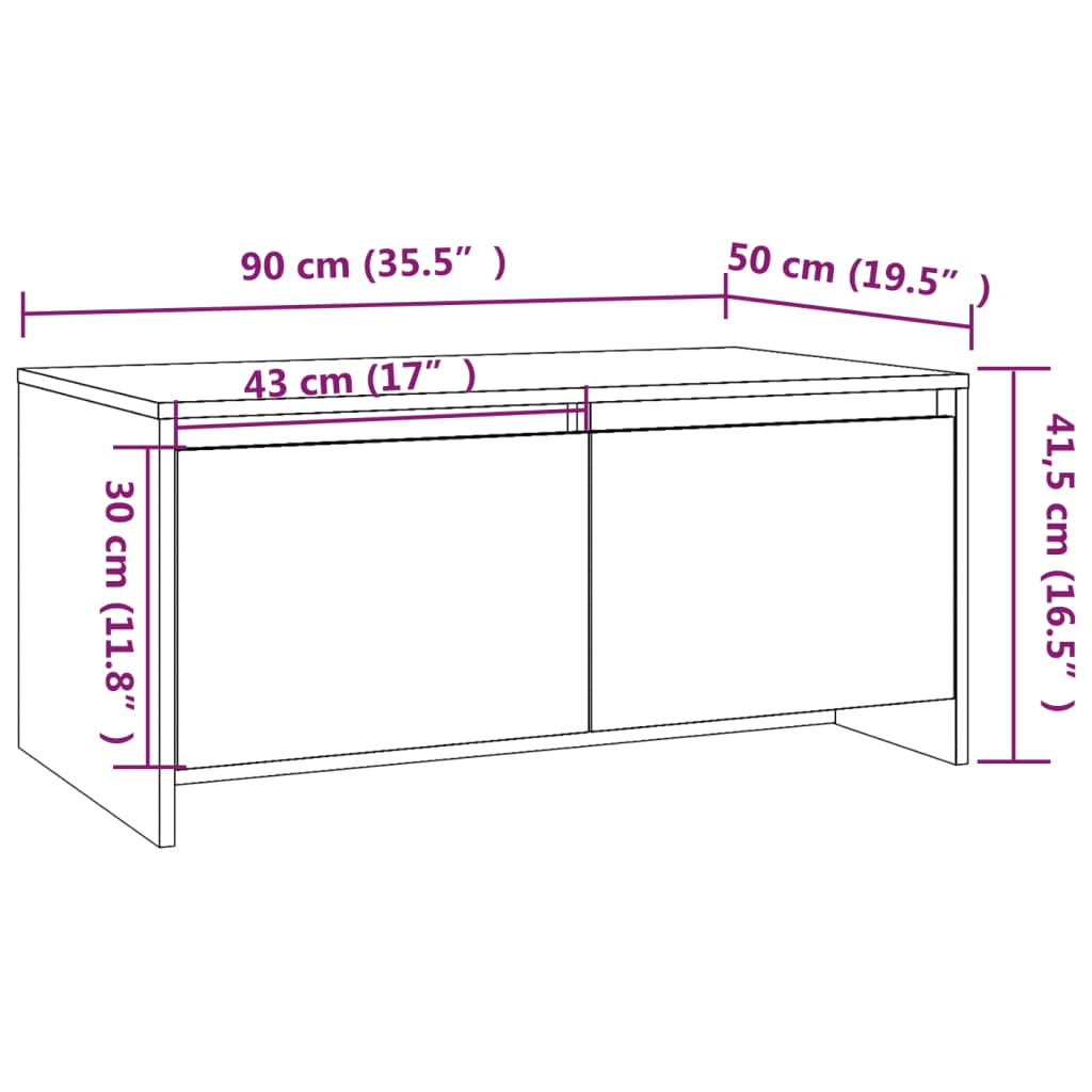 vidaXL Table basse sonoma gris 90x50x41,5 cm bois d'ingénierie