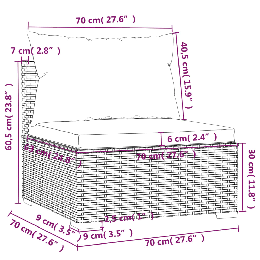 vidaXL Salon de jardin 4 pcs avec coussins Gris Résine tressée