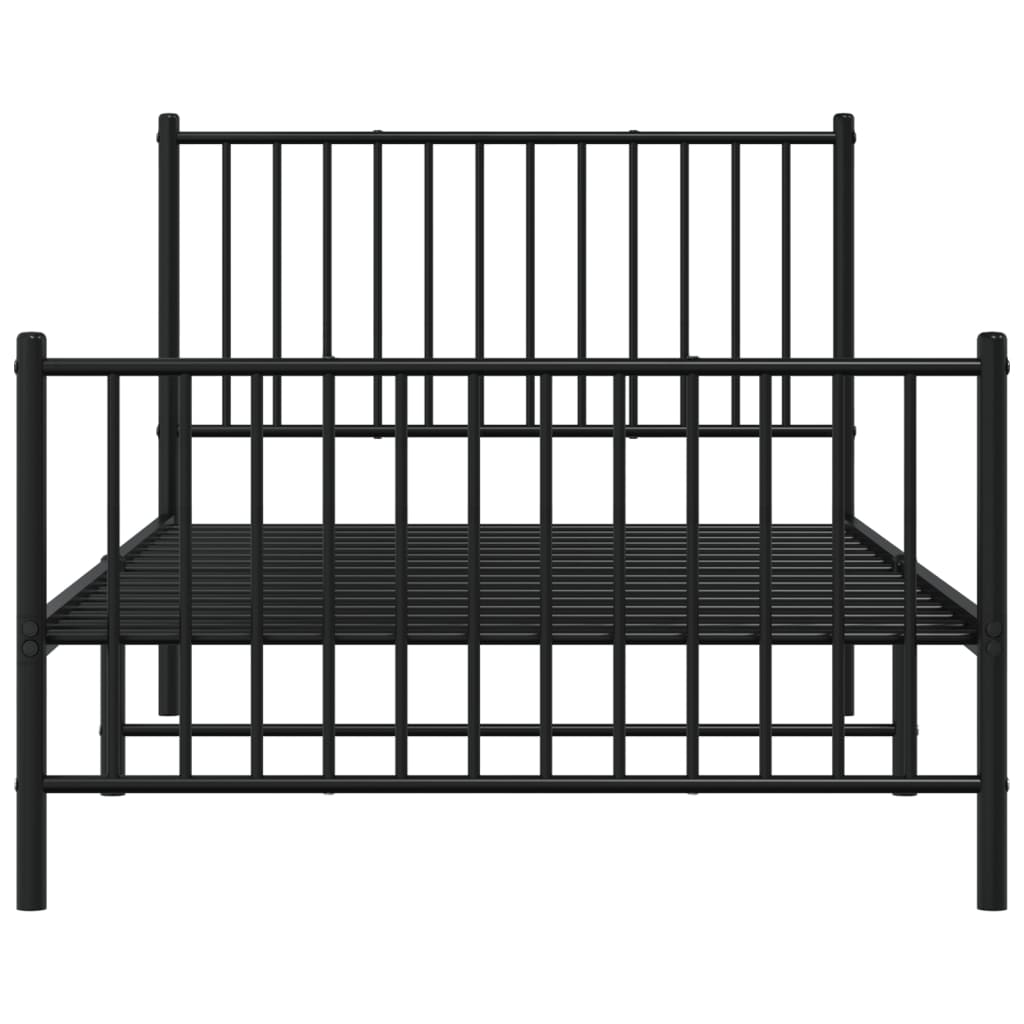 vidaXL Cadre de lit métal sans matelas avec pied de lit noir 100x190cm