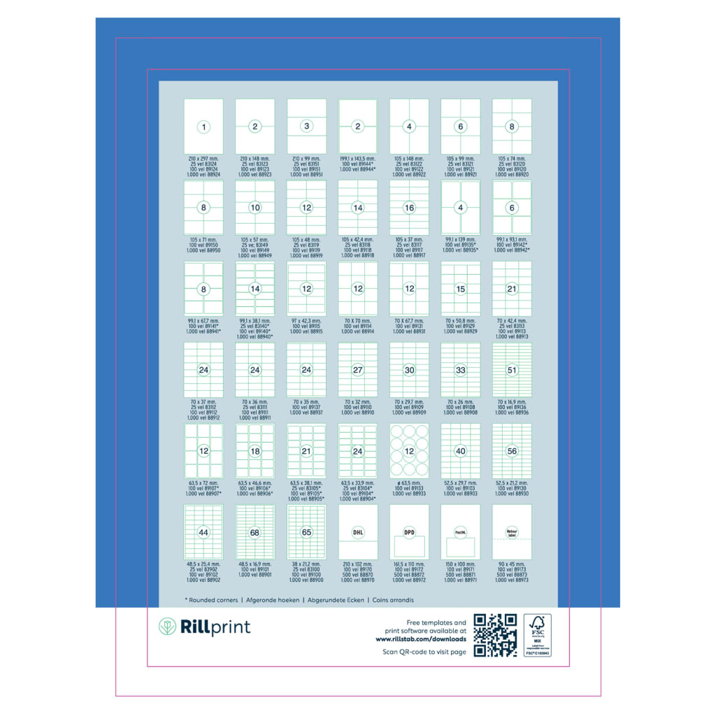 rillprint Étiquettes autocollantes 105x37 mm 1000 feuilles Blanc
