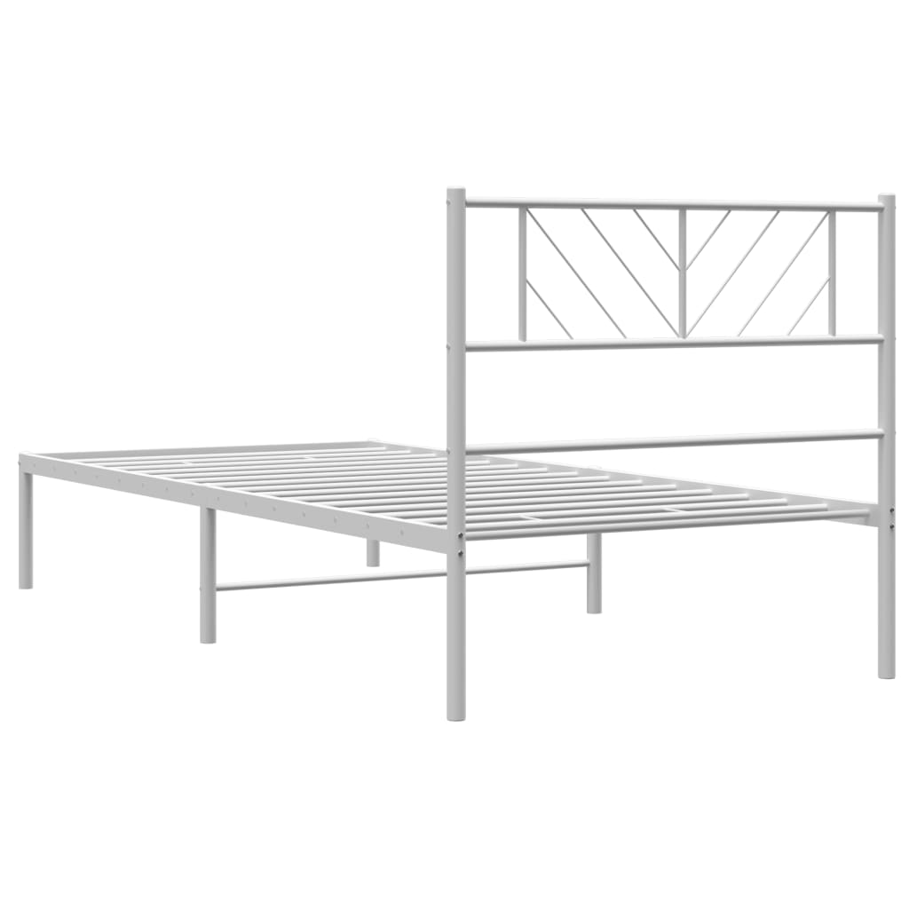 vidaXL Cadre de lit métal sans matelas et tête de lit blanc 107x203 cm