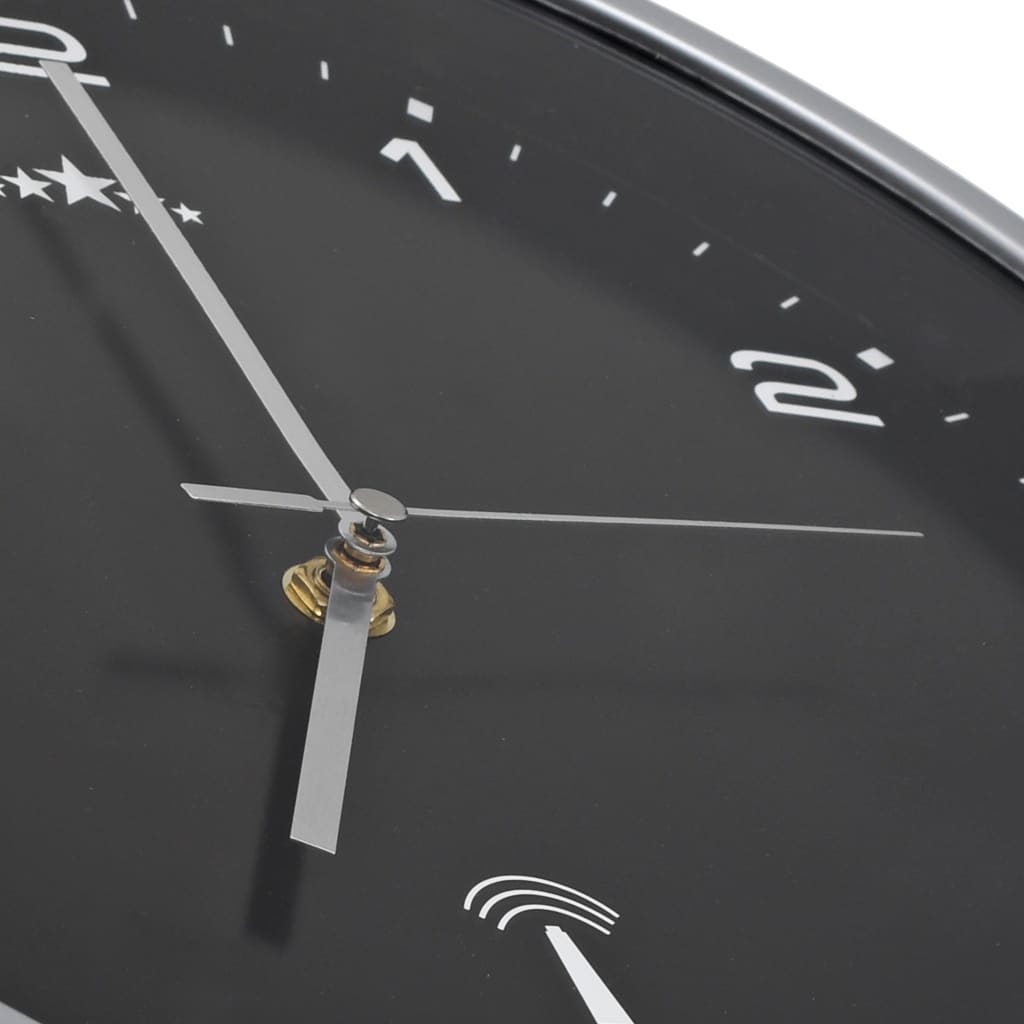 vidaXL Horloge murale radioguidée avec mouvement à quartz 31 cm Noir