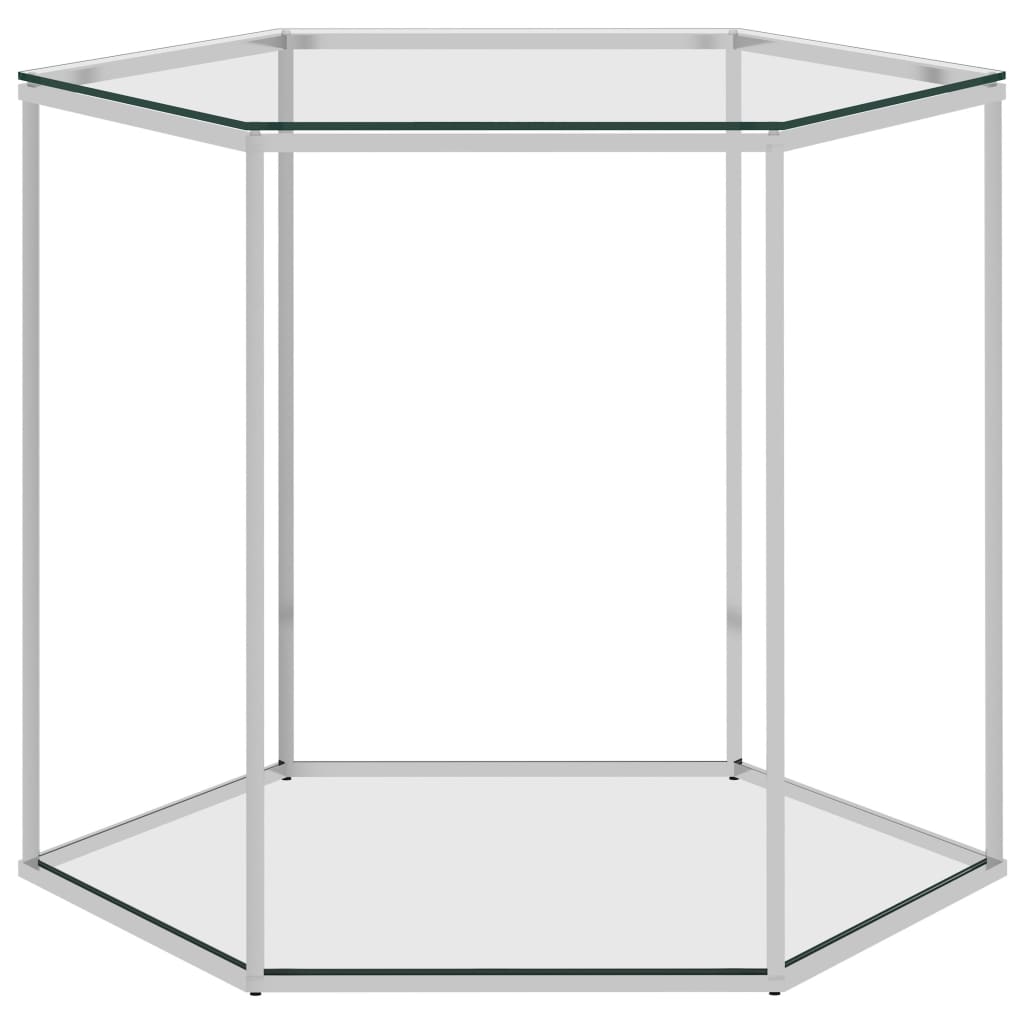 vidaXL Table basse Argenté 60x53x50 cm Acier inoxydable et verre