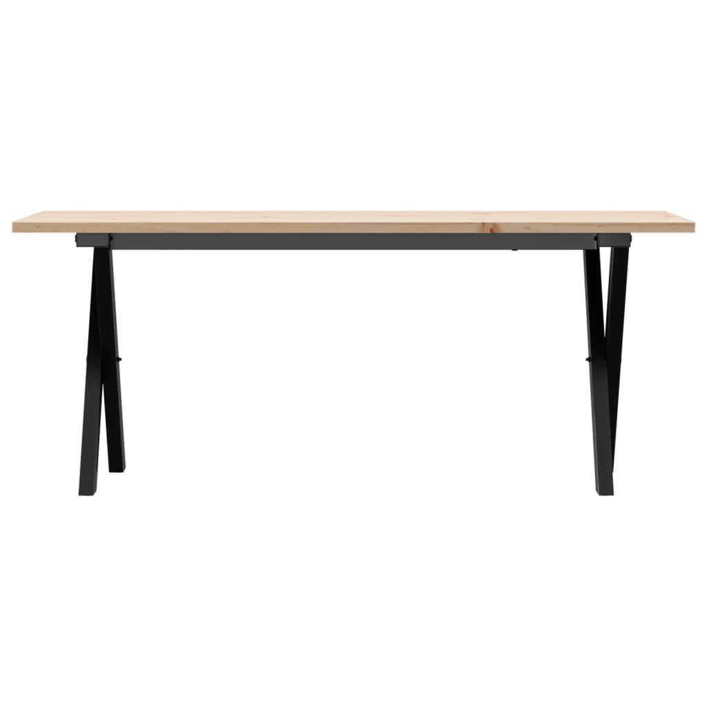 vidaXL Table basse cadre en X 110x40x45 cm bois de pin massif et fonte