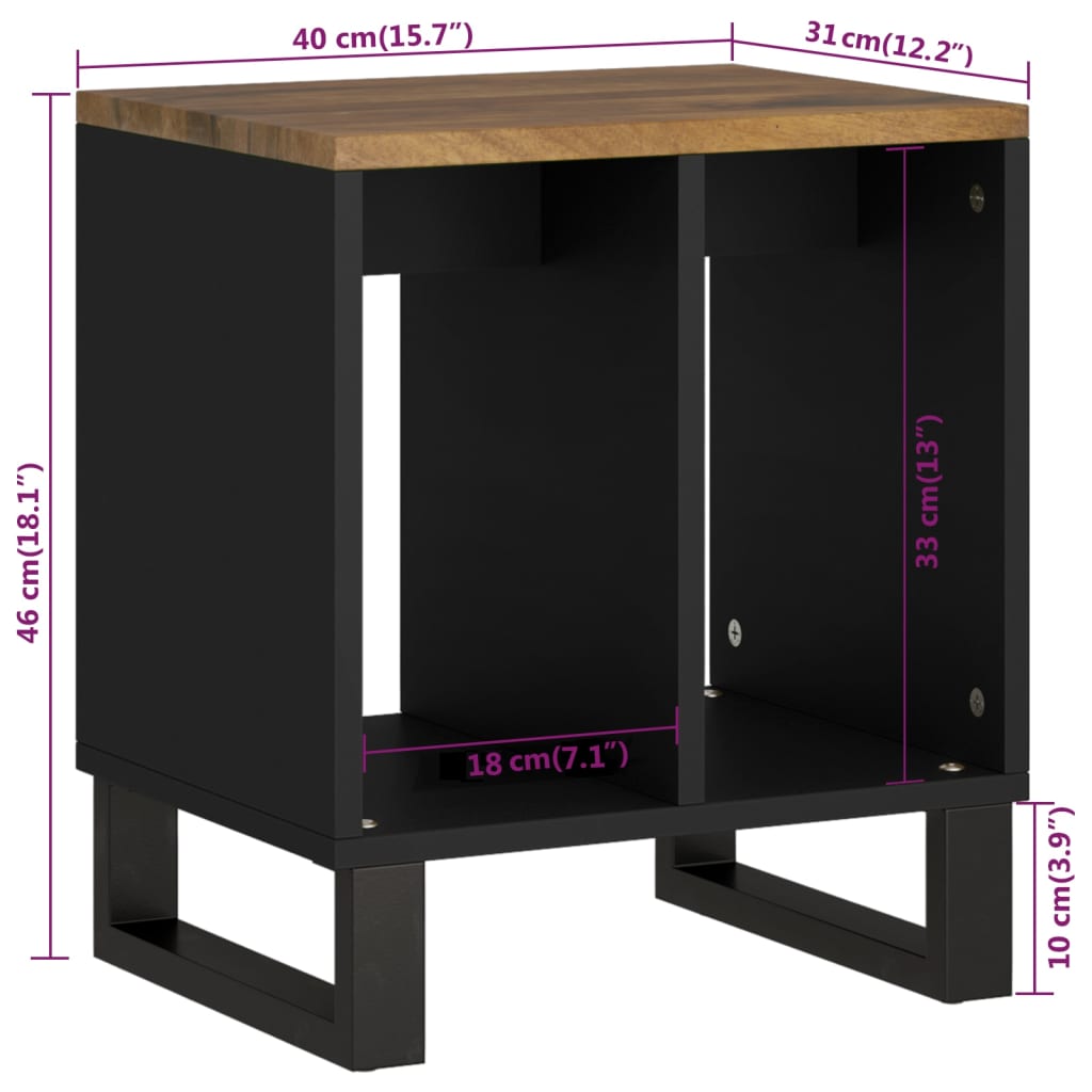 vidaXL Table d'appoint 40x31x46 cm Bois de manguier et d'ingénierie