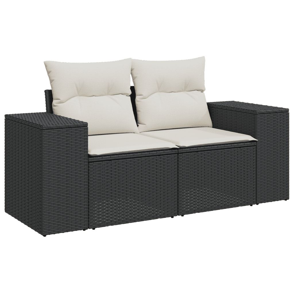 vidaXL Salon de jardin 11 pcs avec coussins noir résine tressée