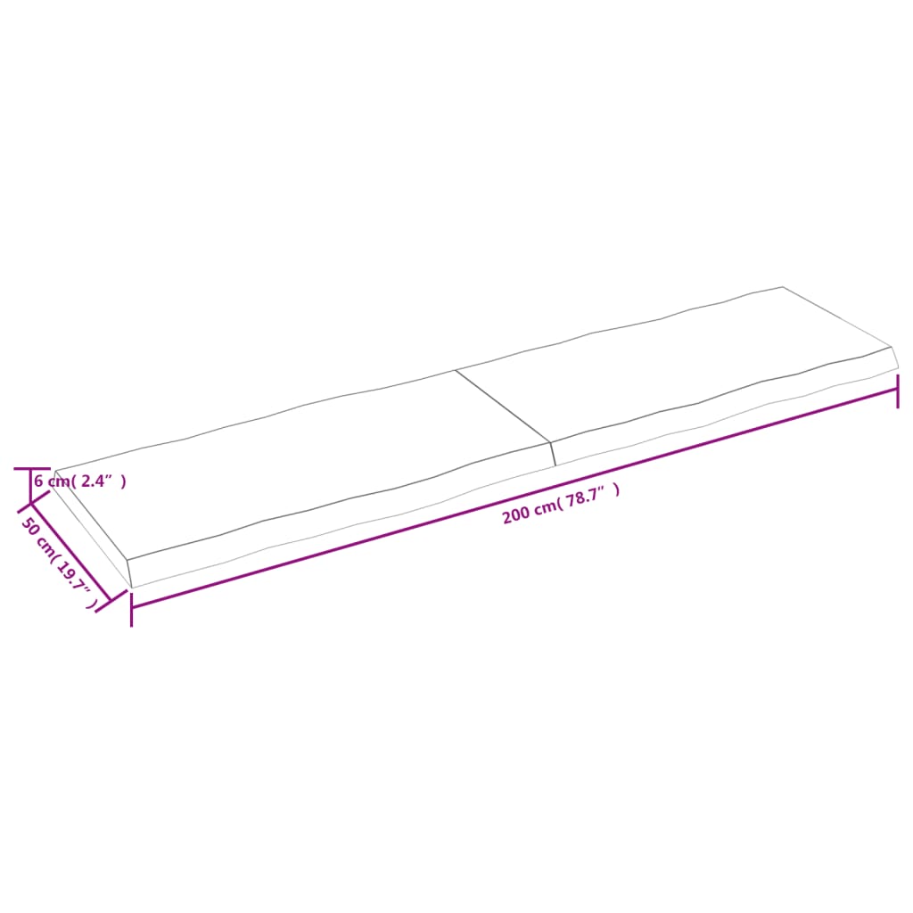 vidaXL Dessus de table bois massif non traité bordure assortie