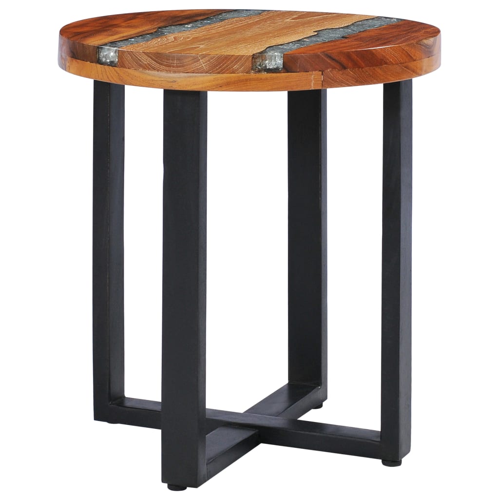 vidaXL Table basse 40x45 cm Bois de teck massif et polyrésine