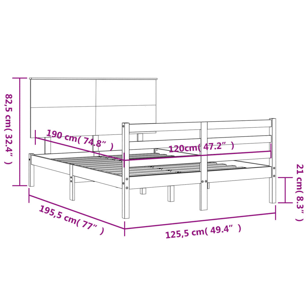 vidaXL Cadre de lit sans matelas blanc bois massif