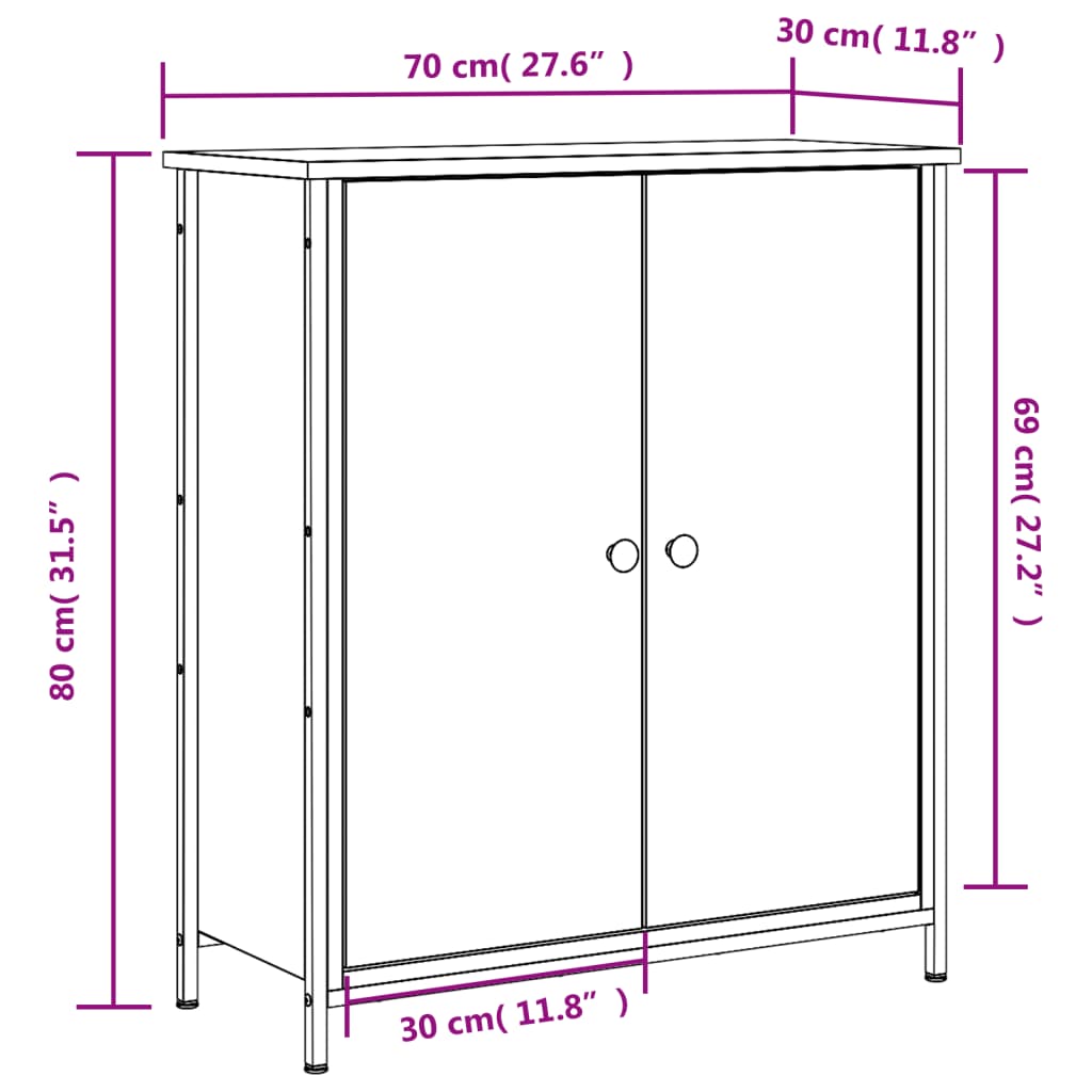 vidaXL Buffet chêne fumé 70x30x80 cm bois d'ingénierie