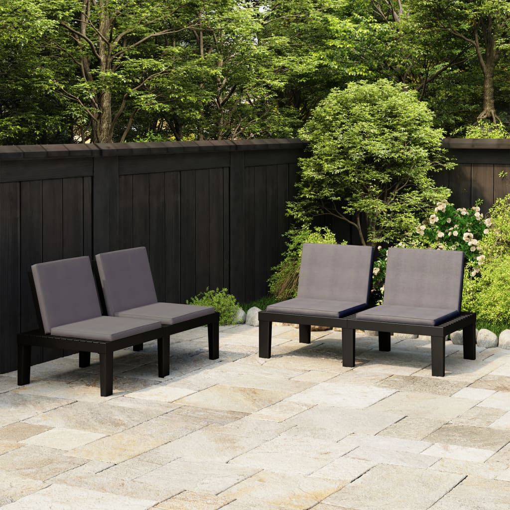 vidaXL Bancs de salon de jardin avec coussins lot de 2 Plastique Gris