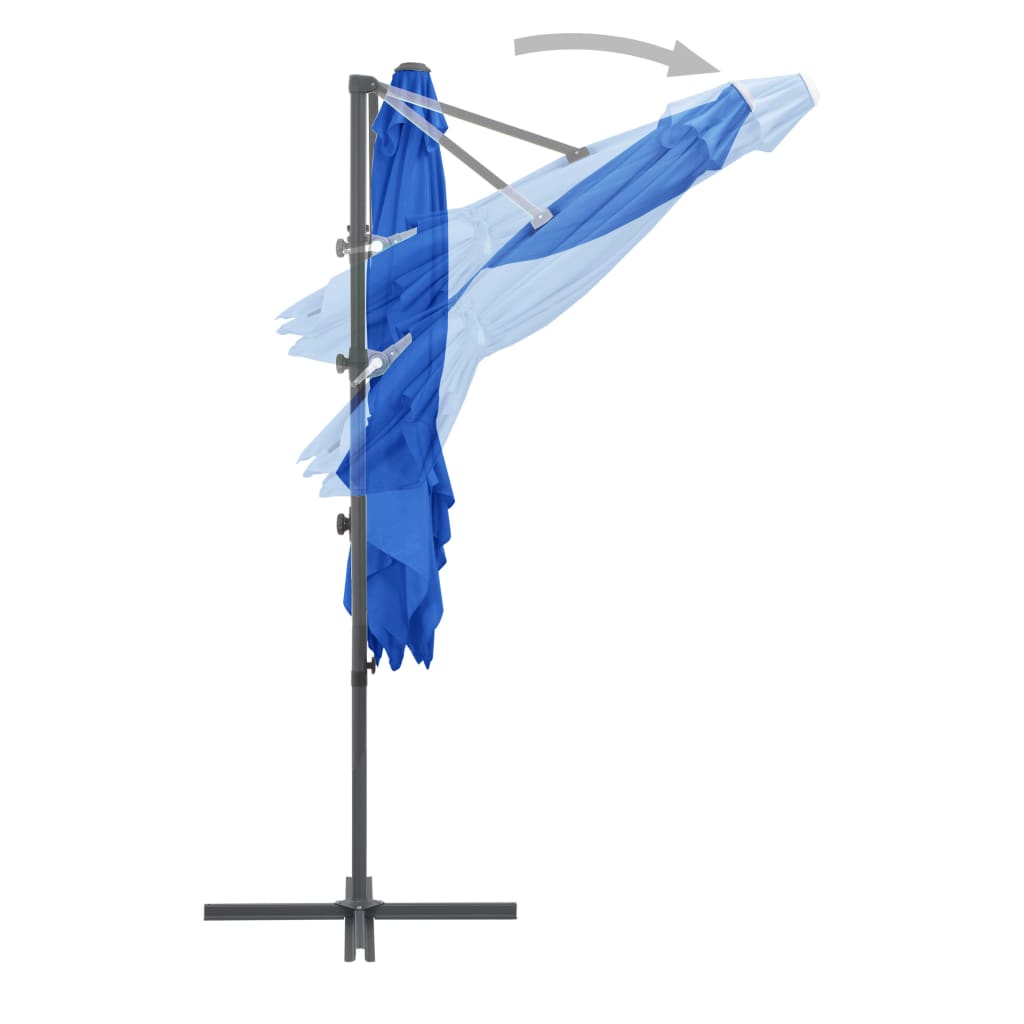 vidaXL Parasol de jardin en porte-à-faux avec mât en acier bleu azuré