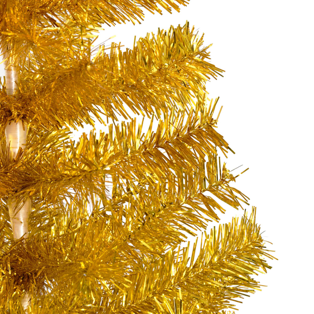 vidaXL Arbre de Noël artificiel pré-éclairé et boules doré 210 cm PET