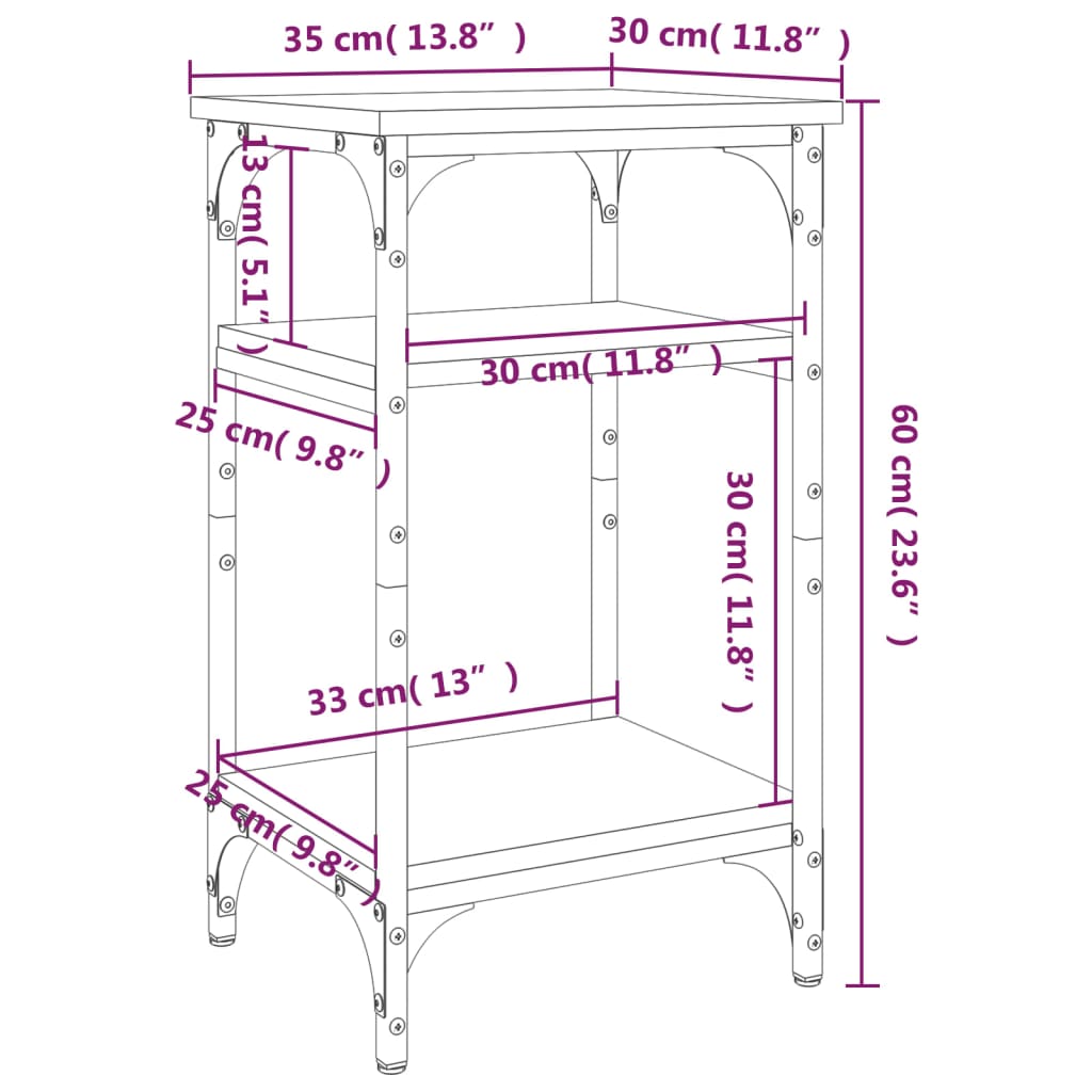 vidaXL Table d'appoint Chêne sonoma 35x30x60 cm Bois d'ingénierie