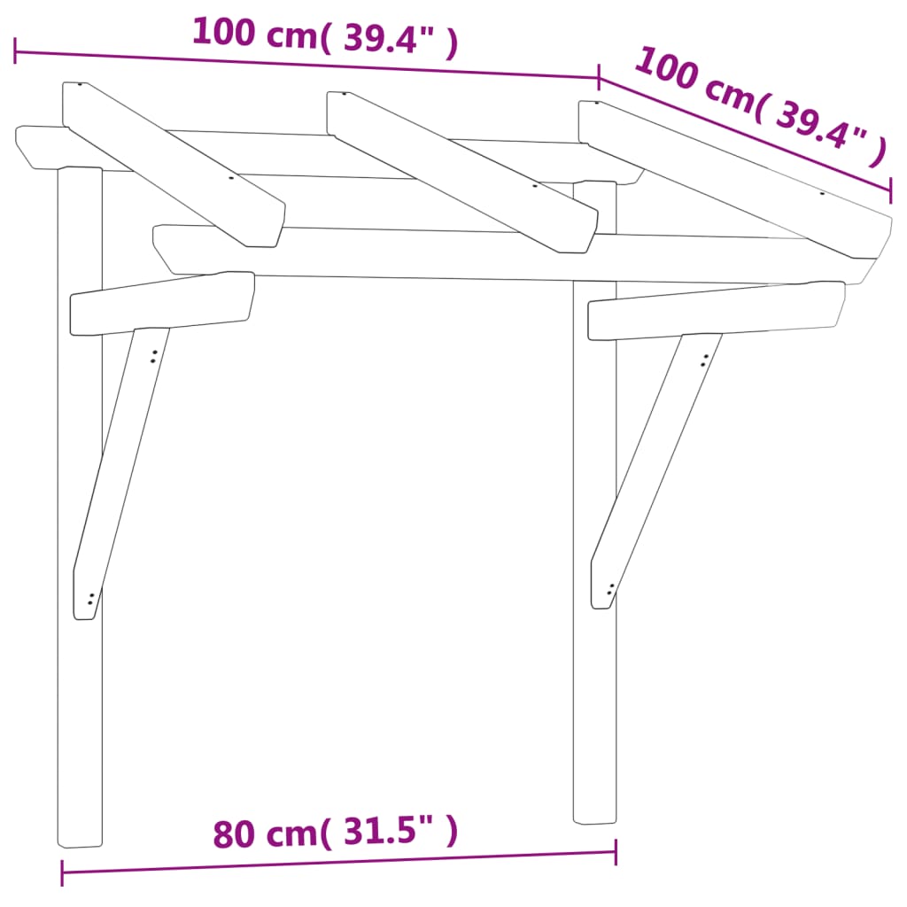 vidaXL Auvent de porte 100x100x80 cm Bois de pin massif imprégné